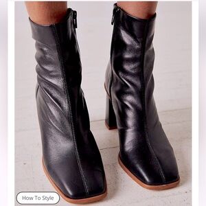 NWOT Free People Women’s Sienna Leather Square Toe Ankle Booties Size 40/US 10